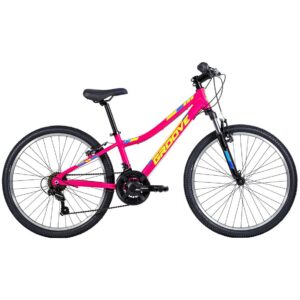 Bicicleta MTB Infantil Groove Indie 24 Alloy 21V Rosa Amarelo Azul
